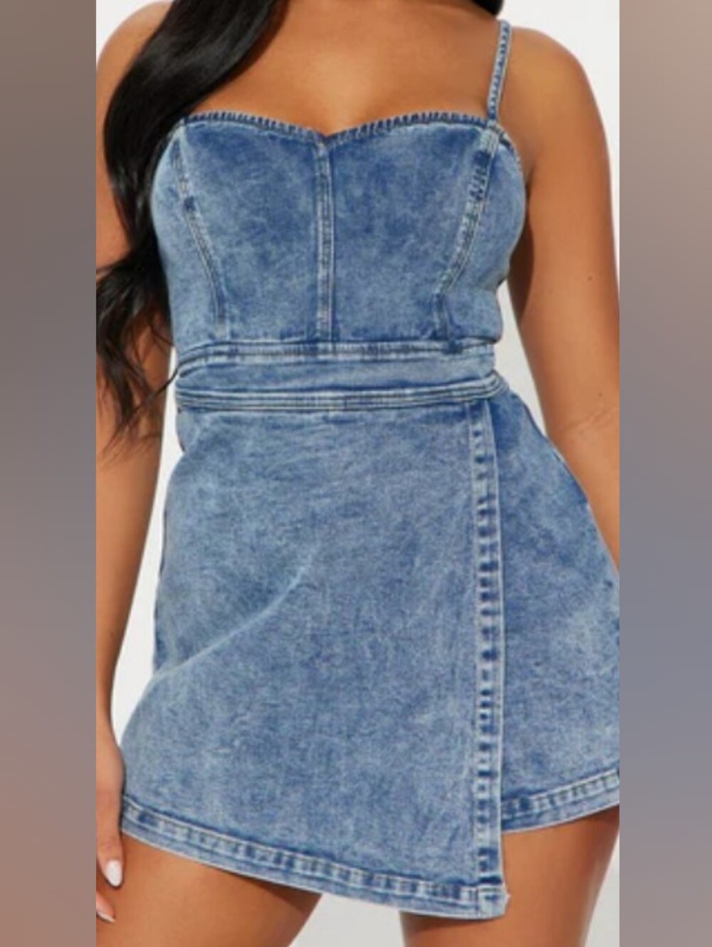 Harper & Ivy Acid Wash Denim Skort Romper Size Medium